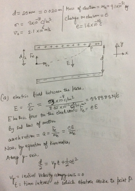 Cz 1.6 x10と. dh Fe ーナーも EV aj eleefvic field between theトlates E=百 eMe Now, İVele.yah gidselebru shake t hor p.
