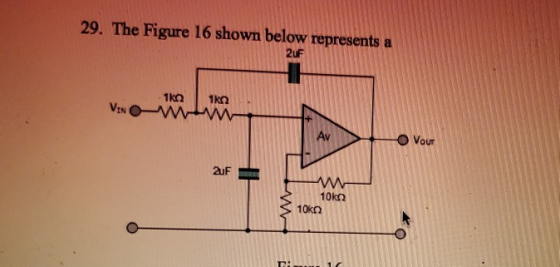 29. The Figure 16 shown below represents a 2UF Vino Lika Vour 21F W 10k 10kn