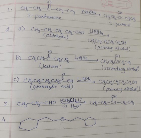 Date page 4 см, с ең -сқан, Caldehyde) 1. Сн, -с -2 cң -сн овни 3-pentanone 3-pentano 2. а) Сң, - сн, оң, оң-сно LАДНА Сң,еңе