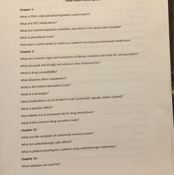 Chapter 1 What is FDAs role and what legislation authorized it? What are OTC medications? What are control substance schedul