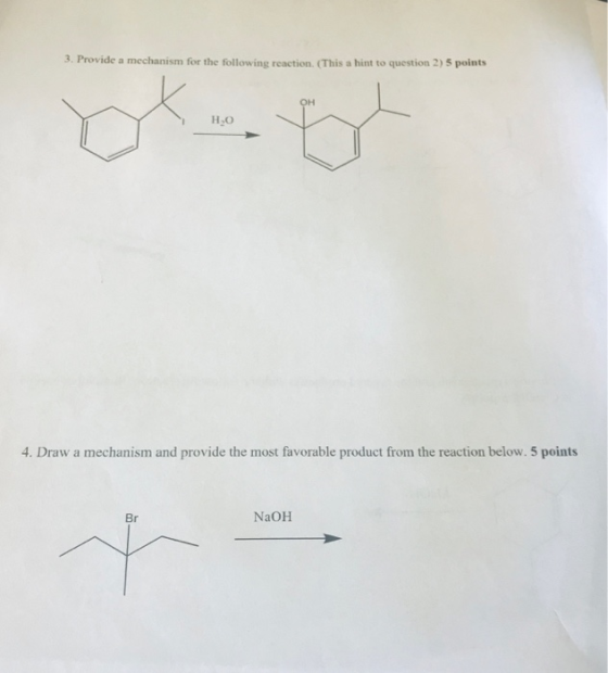 3. Provide a mechanism for the following reaction. (This a hint to question 2) 5 points OH HO 4. Draw a mechanism and provide