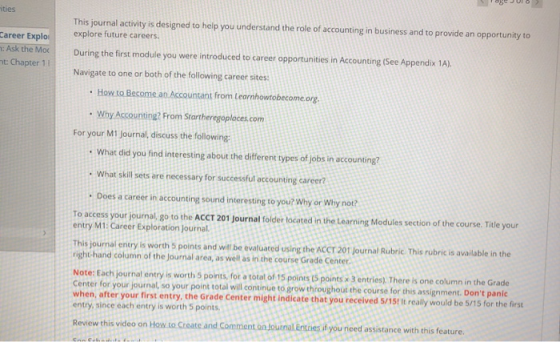 ies This journal activity is designed to help you understand the role of accounting in business and to provide an opportunity