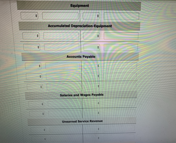 Equipment Accumulated Depreciation-Equipment Accounts Payable Salaries and Wages Payable Unearned Service Revenue