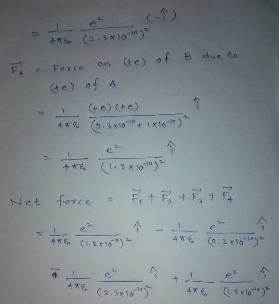 一个) 4 (2 3 x1010 F4 Force on (t e ) of B due to te) of A 411