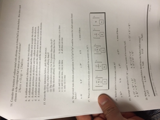 Consider the reaction of sodium metal with chlorin