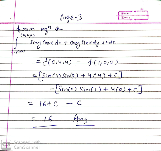 Page 1 Dute: Page 3 from egr * (044) zont hpxois hoos txp xoay toros = $(0,4,4) = f(1,0,0) (sin(4) Sin@) +4642+c] - [Sincos S