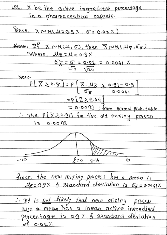 Lel x be the achve ingredient percentage. in a phaimaceukical capsule ace XCNU:0.9%, 6: 0.02 .) Now, P z3) X~N, 6), then 6 O