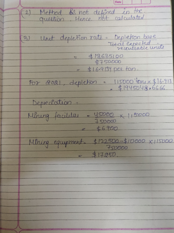 -2 Method question bs not . Hence defined not in the. calculated 132 Unit depletion rate . Deplekon bove Total expected recou