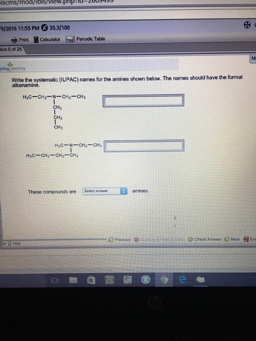 Write the systematic (IUPAC) names for the amines