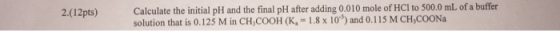 Calculate the initial pH and the final pH after ad