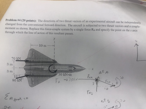 Problem #4 (20 points): The directions of two thrust vectors of an experimental aircraft can be in changed from the conventio
