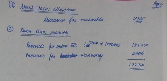 12 short term allow ances Pages Allowances fron necewables 1876 Short term provisions 132400 Paroverzión por encome Tae (tb24