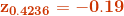\mathbf{{\color{DarkOrange} z_{0.4236 }=-0.19}}