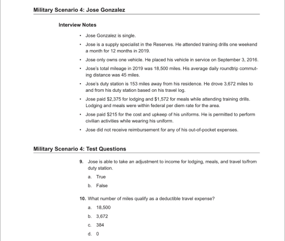 Military Scenario 4: Jose Gonzalez Interview Notes • Jose Gonzalez is single. • Jose is a supply specialist in the Reserves.