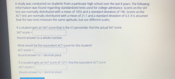 A study was conducted on students from a particular high school over the last 8 years. The following information was found re