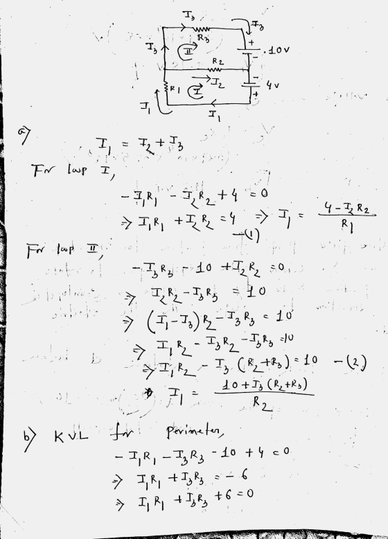T, i Ry JT + Ij . 10v R2 Iz BRI 4 v I 7 ay I I + I t 3 Fr lwp I, TR2+4 co - I Ri - I R2.74 → IR, +I R=4 → I + 4- Iz R2 RD For
