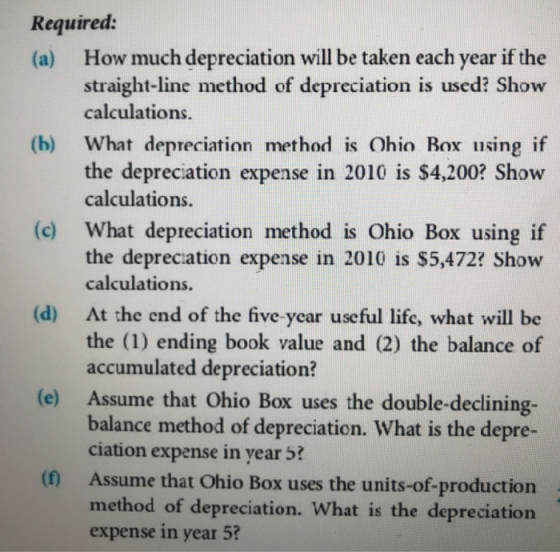 Required: (a) How much depreciation will be taken each year if the straight-line method of depreciation is used? Show calcula