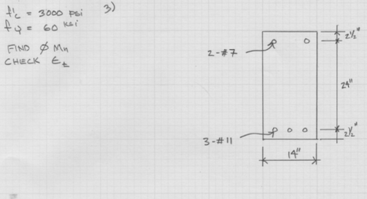 3) fe - 3000 Psi fue 6o kei FIND 0 Mn CHECK E+ O R 2-#7 24 3-#11 14
