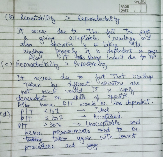 PAGE / T DATE (b Repeatability feprsclucilality due to the acewy JcThe acceptabl orates albe Sthe A deptndent eae pact du t R