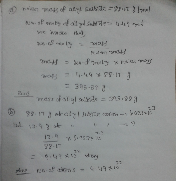 395.88 g Ams 23 23 13 . 9 X 6,023?0 98.11 12 9-49?10 atoy no , op atom s 9-49 10