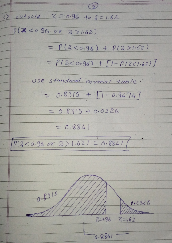 0.96 2162) PLae o.gs) +Ti.plzcl.62)T use standarrd pemal table 0.8315 1-0.9474 E 0.8315 .0S 26 P(ZSO レー0.8841