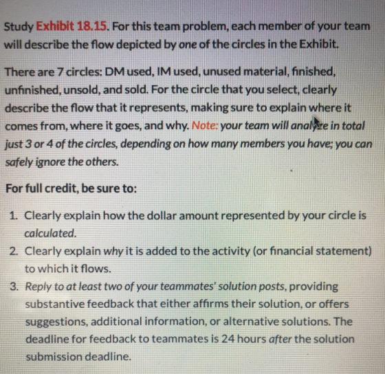 Study Exhibit 18.15. For this team problem, each member of your team will describe the flow depicted by one of the circles in