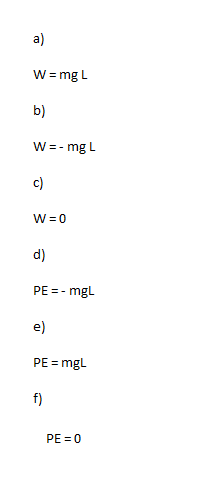 w=mg L lb) w=-mg L PE = _ mgL PE = mgL