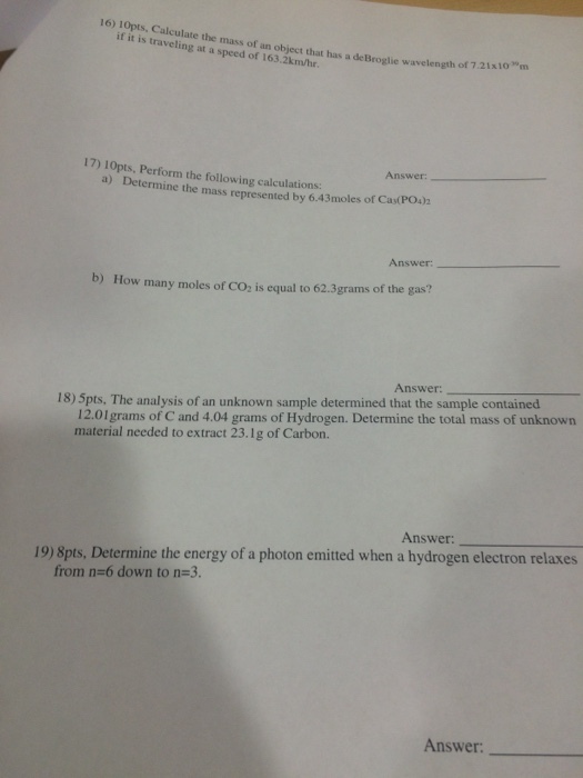 Calculate the mass of the of an object that has d