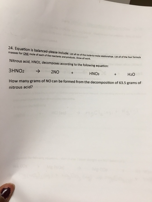 24. Equation is balanced-please include: ust alsix