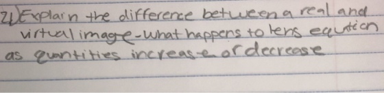 Explainthe differenme betuucen an rcaand imagre-what happens to lers eqtn as untihies increas-eafc
