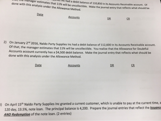 pries Inc had a debit balance of 110,850 in its Accounts Receivable account. Of Loc, de manager estimates that 11% will be un