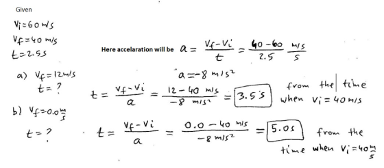 Given Here accelaration will be a- 七 2. S fvom the fime 15.01 frow the time when V;-4o-^