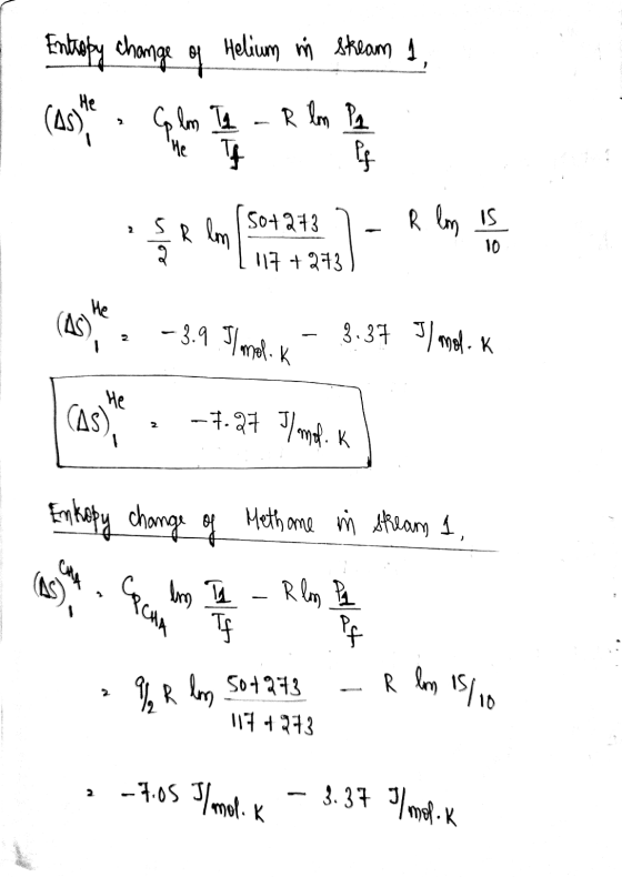 Entropy change of Helium in steam 1 (AS R lm Pa He G lm Ta He Pf 5 504273 R lm R lm is 2 10 117 +273 He - 3.9 Ilmol. K 3.37