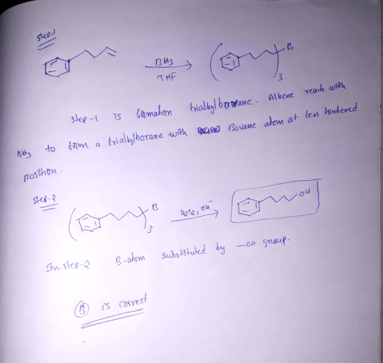 ten T HF oMane. Alkene reauds with at lem hindered slef- s Cosred