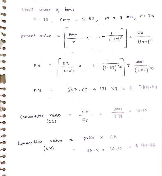 Strait value N: 30, of bond Pmt - $ 53 FV = $ 1000, r: 7% FV present value - PMT - x - Tin + - 1 (1+r)^ pament vitae s e pot