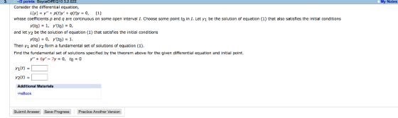 3. -12 points BoyceDIfiEQ10 320 Consider the differential equation, whose coefficients ρ and q are continuous on some open in