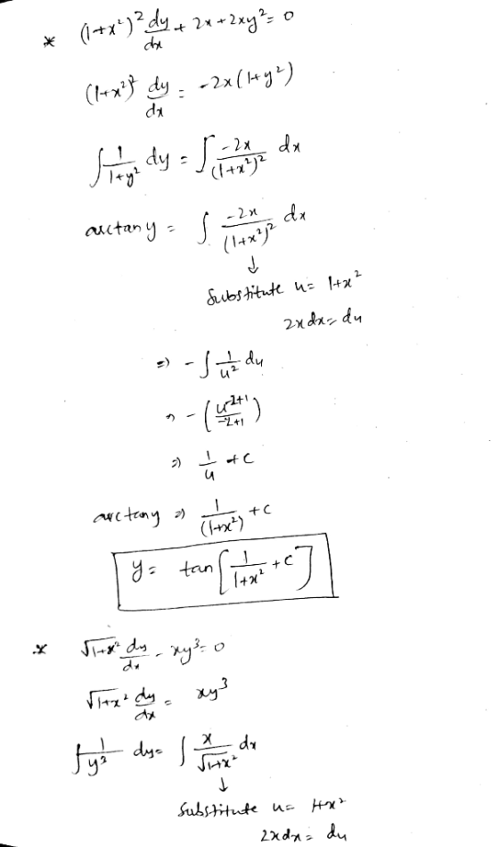 * (***)?diy 24 =22y?=0 (1+x} dy = -2x(myn Strange dy - Sinhado arutany - I - 2 x 2 x Substitute us 1+x² andardu :-) - Ju e du