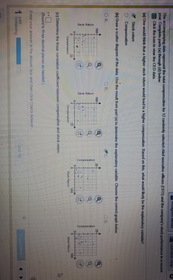 ASSINE Meula Question Help The accompanying data represent the total compensation for 12 randomly selected chief executive of