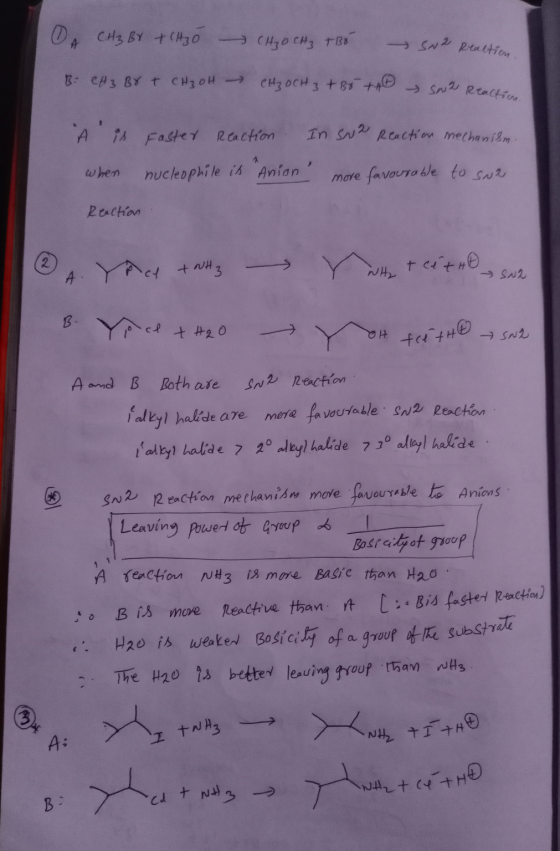 O CH₂ BY + CH3 CH₂ CH₂ + B6 SN 2 Reaction B CH3 B8 + CH₃OH CH₃ CH3 + B5 +40 SN 2 Reacts A is when Faster Reaction In SN 2 Rea