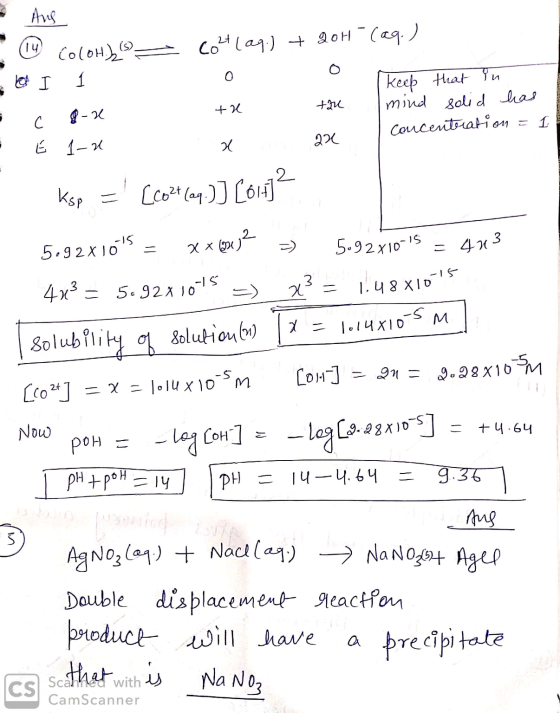 + 2 thu - Aus I COLOH) is) - colt lag.) +90H (aq.) Lot I 1 (keep that in 1. c mind q-x solid has concentration=1 - E 1-2 x 22
