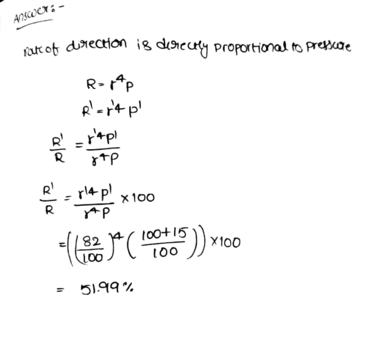 ANIWOT- rate of direction is curre cely proportional to presscare Rootp part p e 100 per x 100 Elle ta ( 9040) x100 = 51.99