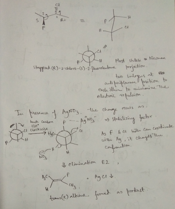 mund - 1 CA x F H Most stille on Newman staggered (R)-5-chloro-(5)-2-fluorobutane projection. I two halogens at antiperiplann