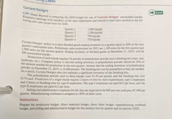 ašes Current Designs Excel CD9 Diane Buswell is preparing the 2020 budget for one of Current Designs rotomolded kayaks. Exte
