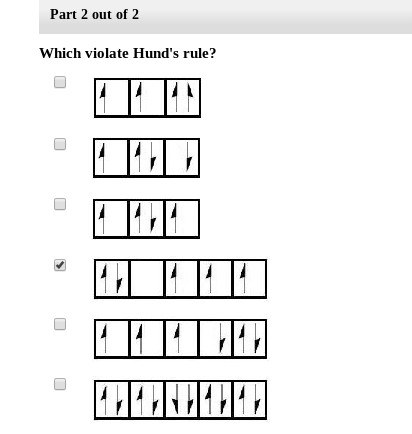 Part 2 out of 2 Which violate Hunds rule?