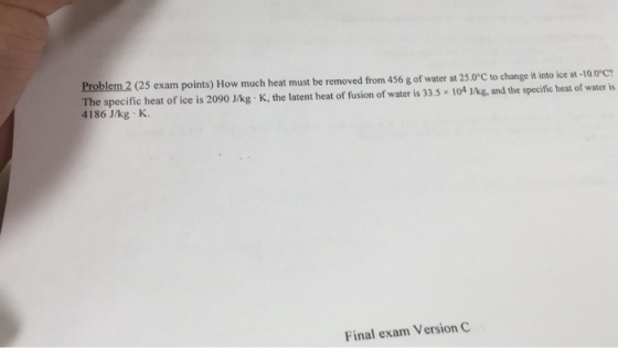 How much heat must be removed from 456 g of water