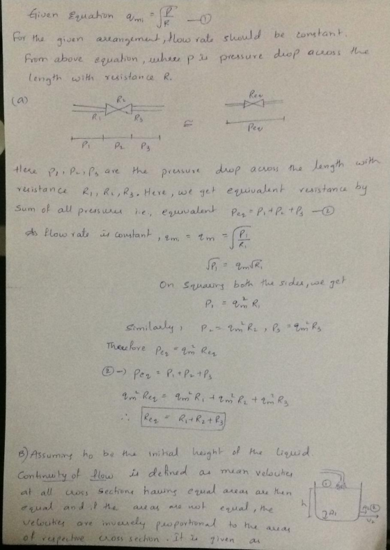 2 For The Following Liquid Level System Qmi t Is The Mass Flow Rate