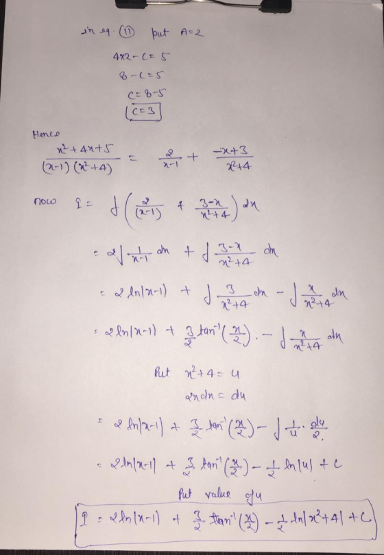 A=2 in eg. (11 put 442-(=5 (8-5 (C=3] Hence +4215 (2-)) (x²+4) x+3 2244 now a dat & go to an dla pt dn t f 7 - 12 de 2 dn 2-1