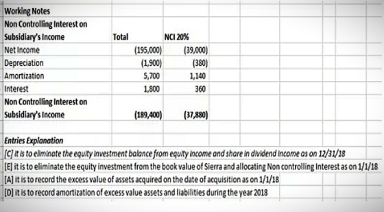 Total Working Notes Non Controlling Interest on Subsidiarys Income Net Income Depreciation Amortization Interest Non Control