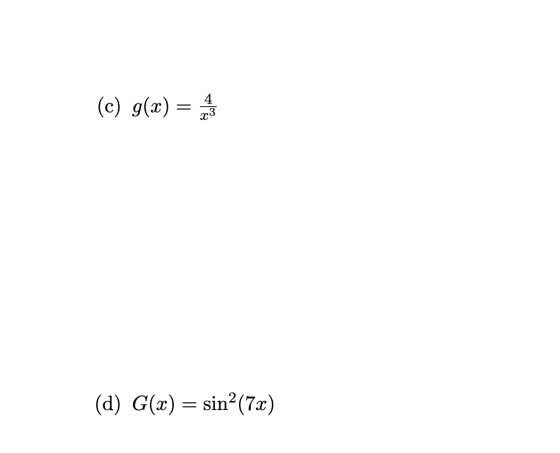 (c) g(x) = (d) G(x) = sin? (720)