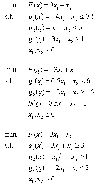 min s.t. F(x)= 3x, – x2 g(x)=-4x2 + x2 50.5 g(x)= x2 + x2 56 g(x) = 3x, -X, 21 X2,4220 min s.t. F(x)=-3x, +xz g(x) = 0.5x, +x